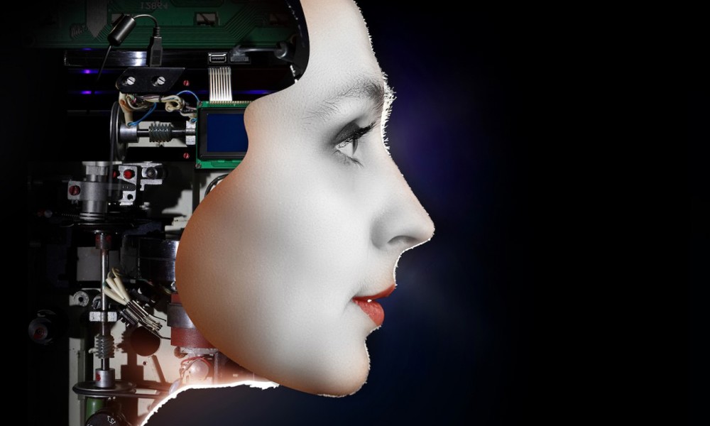 Robot ansigt set fra siden.